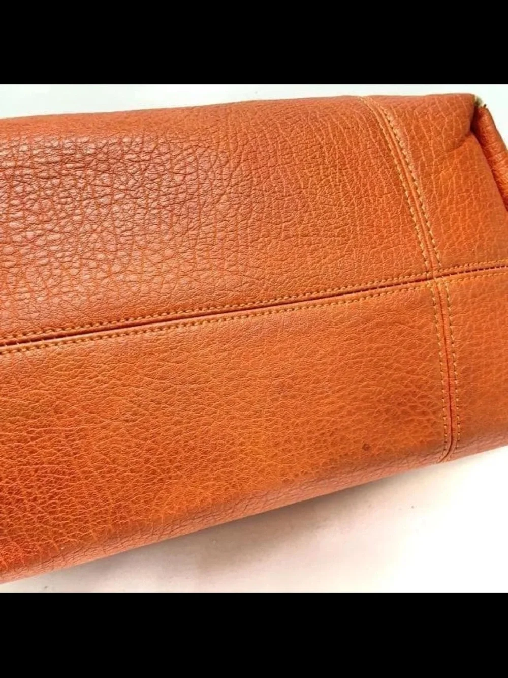 Mulberry Orange Leather Tote with Braided Brown Handles